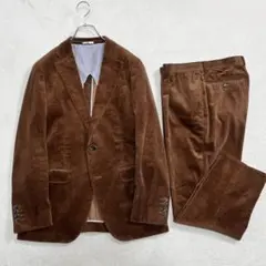 『スーツセレクト』コーディロイ セットアップスーツ ブラウン 2Bジャケット