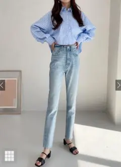 GRL グレイル ハイウエストテーパードデニムパンツ cu157a