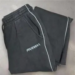 90s RUSSELL ハイコットン スウェット パンツ フレア ブラウン ロゴ