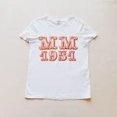 美品 マックスマーラ MM1951 ロゴTシャツ ホワイト ターコイズ S