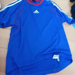adidas 青 ストライプ シャツ
