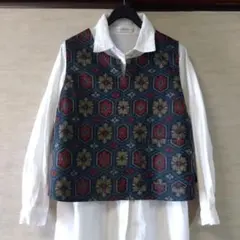 最終価格　九の⑱　着物リメイク　大島紬のベスト