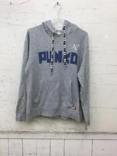 82 PUNK DRUNKERS パーカー グレー ロゴプリント　背面に染みあり