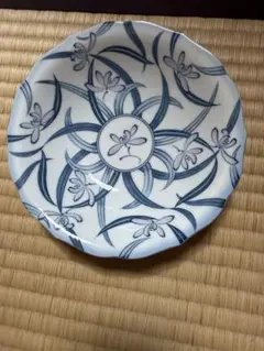 義峰　和食器 皿 染付 花柄 プレート