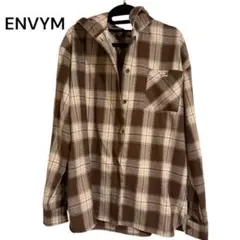 ENVYM チェック柄フード付きシャツのサムネイル