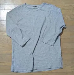 【美品ユニクロ】7部丈ワッフルTシャツ　メンズ　XLサイズ　グレー　ロンT