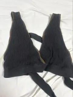 w closet リブ編みビスチェ ブラック/ブラウン