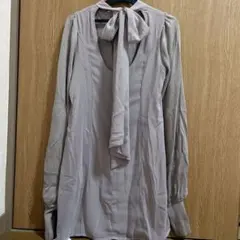 リボン付き長袖ワンピース Sサイズ グレー リップサービス 定価10890円