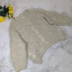 ✨ Zootie✨ ベージュ (M) ケーブル編み ニットセーター 長袖