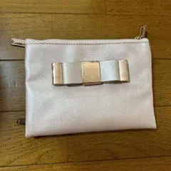 リボン付きピンクポーチ 中型