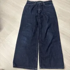 ダークブルーデニムワイドパンツ　ユニクロ　24