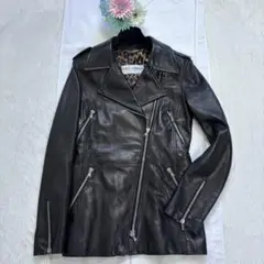 ドルチェアンドガッバーナ ダブルライダース ロング丈 マルチジップ レオパード