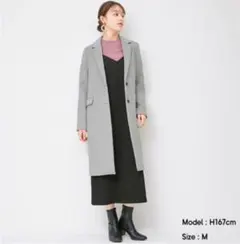 【新品未使用】GUウールブレンドチェスターコートS