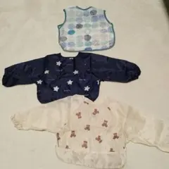 新品未使用 子供用お食事エプロン長袖 3枚セットバースデイ