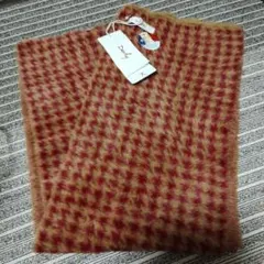 赤茶チェックマフラー　ストール　Deux-Places