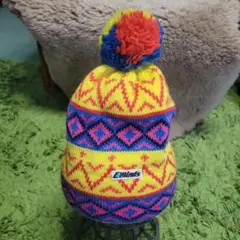 Gwinds スキーキャップ ニット帽 ポンポン ボーダー総柄 90sビンテージ