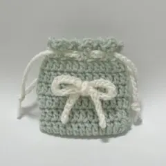 編み物 リボン 巾着 ハンドメイド かぎ針編み