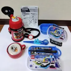 【人気車セット】トミカ 弁当箱・プラレール 箸・象印 2WAY水筒 4点セット