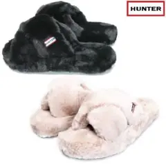 美品　HUNTER ハンター　サンダル　ブラック　ファー　FLATFORM