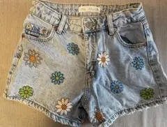 ZARA kids 花柄刺繍デニムショーツ 130㎝