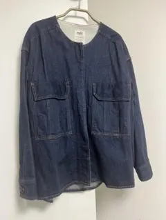 mat quotidien デニムノーカラーブルゾン