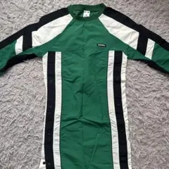 X-GIRL グリーン ストライプ 長袖ワンピース