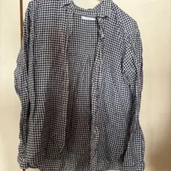 ギンガムチェック柄 長袖シャツ ネイビー Lサイズ