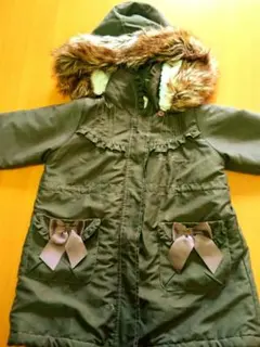 DOLLY RIBBON カーキ コート 110cm