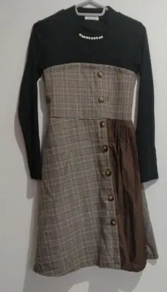 長袖 チェック柄 ワンピース 150