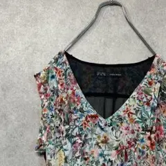 【入手困難】ZARA ザラ（M）デザインワンピース ノースリーブ バックシフォン