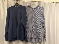 アダムエロペ　セーター・ニット　Lサイズ　青