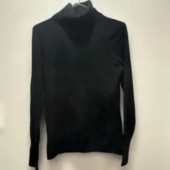 オールドユニクロユニセックスカシミヤ100%ブラックタートルネック セーター L