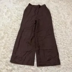 イネド INED ウール混 ワイドパンツ ブラウン 茶色 7 S相当 秋冬