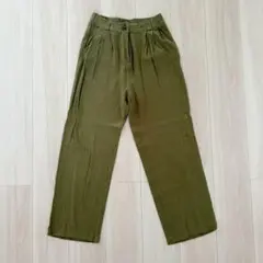nokcha ◎ 緑 グリーン リネン スラックス パンツ 麻 カジュアル