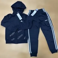 adidas ジャージ上下セット ブラック/ホワイト 130