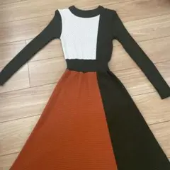 And Couture カラーブロックニットワンピース