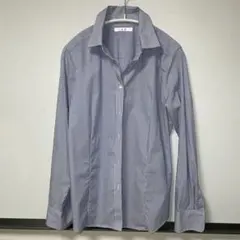 ユニクロ Style Up 長袖シャツ XL 青と白のストライプ