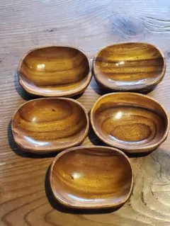 木皿　ハンドメイド？　五枚　15.5センチ