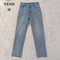 YENN イエン 38 ライトブルー カットオフ スリットデニム ストレートのサムネイル