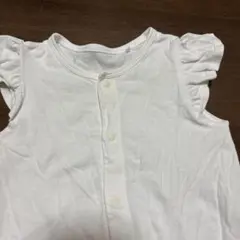 ホワイト フリル袖 ロンパース