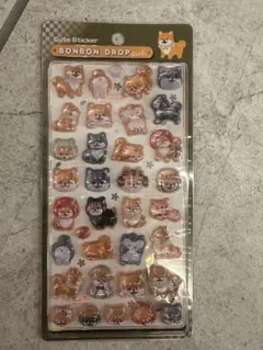 ボンボンドロップシール　柴犬　和柄