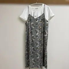 白Tシャツ 花柄キャミワンピース　セット