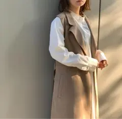 【美品】値下げしました！ ZARA ベージュ スエード風 ロングベスト