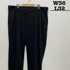 USA古着　チノパン　コットンパンツ　2タック　ブラック　黒　W36 L32