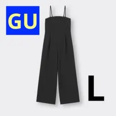 GU カットソーベアキャミソールサロペットQ L ブラック