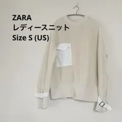 【ZARA ザラ レディース春ニット アイボリー オーバーサイズ】