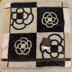 CLATHAS 花柄 タオル地 ハンカチ　ベージュ 新品タグ付き