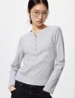 ユニクロ リブヘンリーネックT L