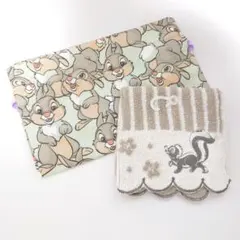 ★ディズニー　フラワー　タオルハンカチ　とんすけ　巾着　バンビ　サンパーのサムネイル
