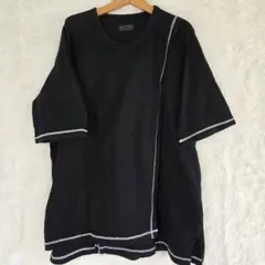 ヨウジヤマモト レイヤードカットソー ステッチ サイト ブラック Tシャツのサムネイル